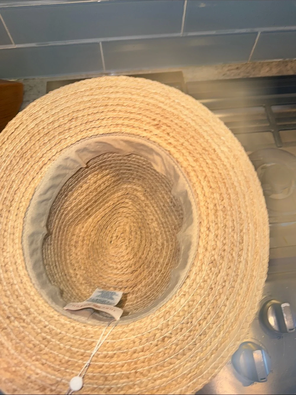 NWT Tory Burch fedora Sun Hat with black Ribbon measurements in photos